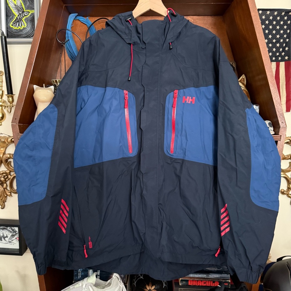Helly Hansen - Vintage 90’s Soft Shell Dark Blue and Red Jacket - Men’s xxL 2xL - Picture 3 of 7